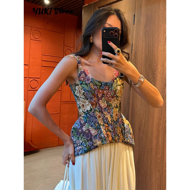 Corset Waist Cinch - Damski gorset z kwiatowym nadrukiem, podkreślający