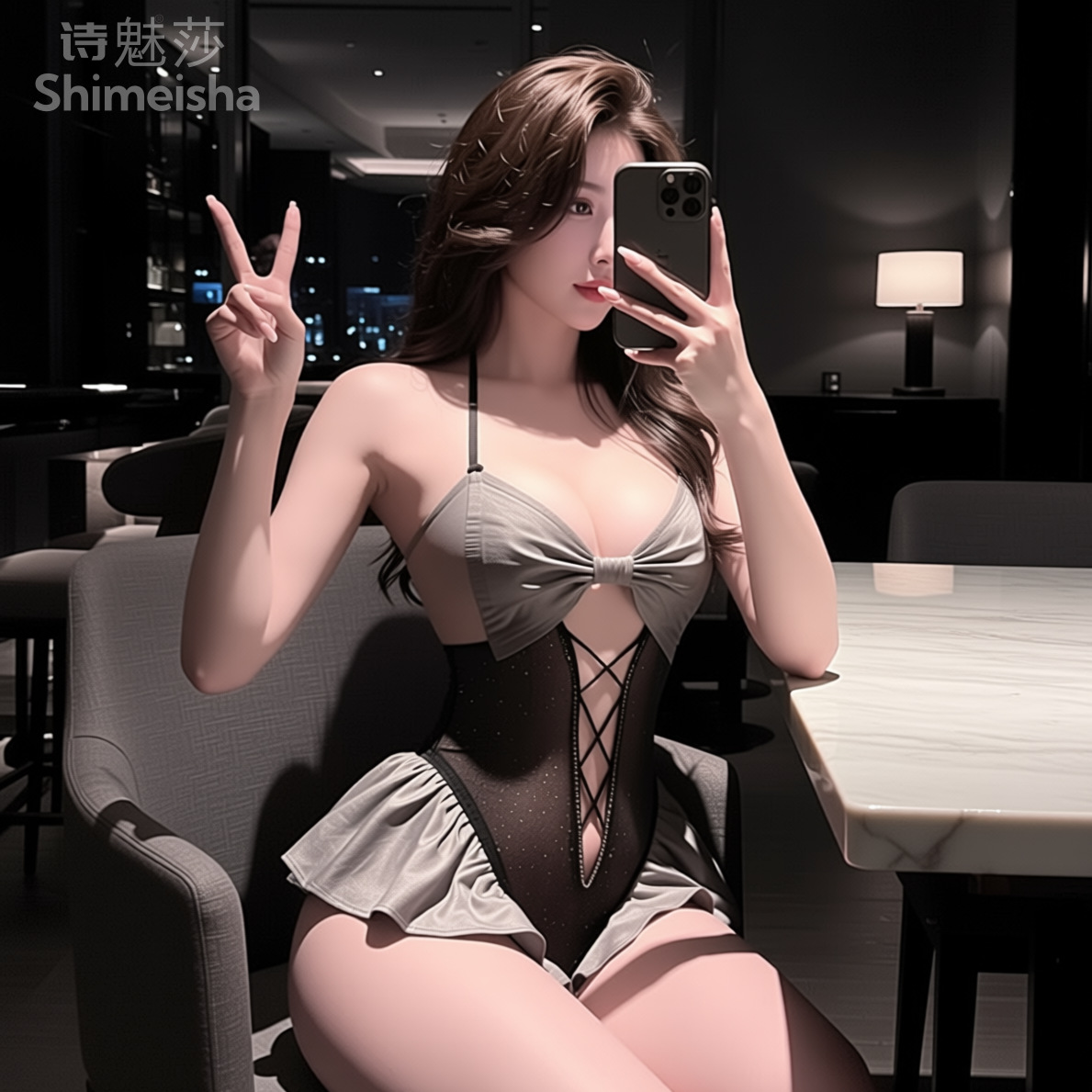 Jimiko, czarno-szary kostium b – Lace Teddy Lingerie recenzja i cena
