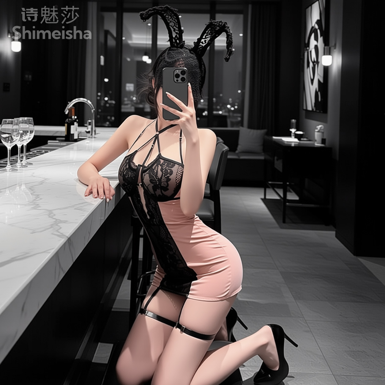 Jimiko – różowa i czarna koron – Lace Teddy Lingerie recenzja i cena